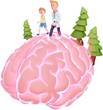Brain with doctor and boy